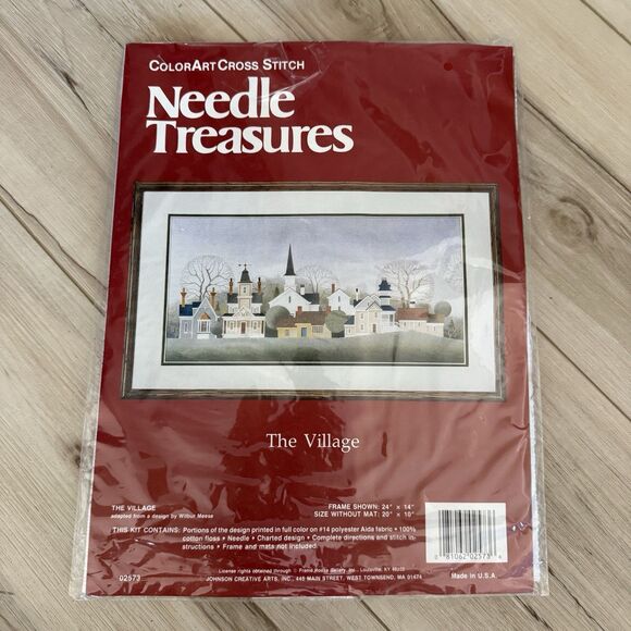 NEW Sealed NEEDLE TREASURES Colorart Cross Stitch Kit  THE VILLAGE 20x10" - Picture 1 of 3